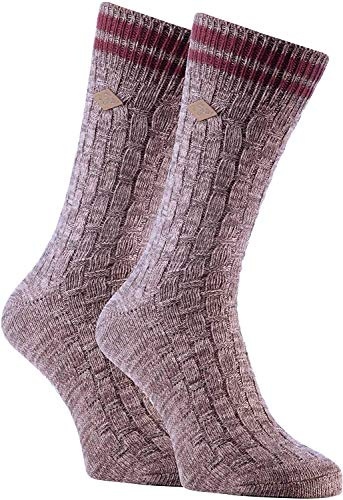 Farah - 2 Pack Mens 1920 Thick Cotton Rich Earthy Colours Chunky Knitted Formal Boot Socks (6-11 uk, 04 Stone)