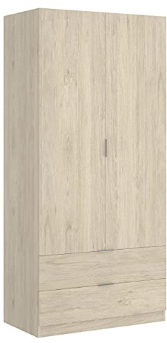 DEKIT GRUPO RIMOBEL Armario ropero 2 Puertas y 2 cajones, Madera, Natural, 81x184x52 cm