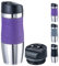 WELLGRO Thermobecher 400 ml + 1 Extradeckel - Edelstahl rostfrei - Silikon Soft-Touch Griffstück - BPA-frei - Isolierbecher doppelwandig - Travel Mug - Kaffeebecher to go, Farbe:Lila