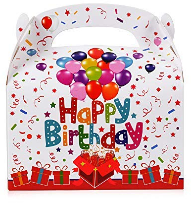 FLOFIA 30 Stk. Geschenkbox Geburtstag Kinder Geburtstagsgeschenk Boxen Happy Birthday Box Leer Geschenktüten Papier Kindergeburtstag Geschenk Schachtel Karton