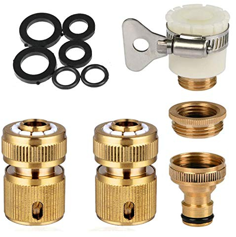Meiyijia Ottone Kit di Montaggio Tubi Flessibili Raccordo rapido Tubo dell'Acqua da Giardino 1/2 Connettore terminale rapido, per Tubo dell'Acqua, per irrigazione di Superficie del Giardino