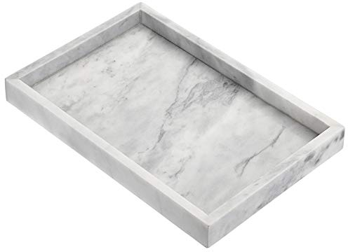 SUMTREE Bandeja de mármol para servir, bandeja, plato para joyas, para mesa de café, salón, escritorio, cocina, cuarto de baño (rectangular, gris)