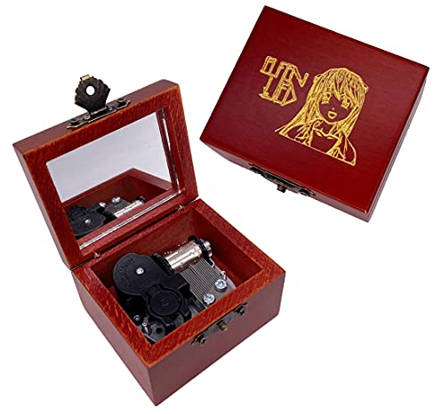 Youtang Spieluhr aus geschnitztem Holz mit Aufziehmechanismus, Geschenk für Weihnachten, Geburtstag, Valentinstag (Stimme: Lilie, Silber)