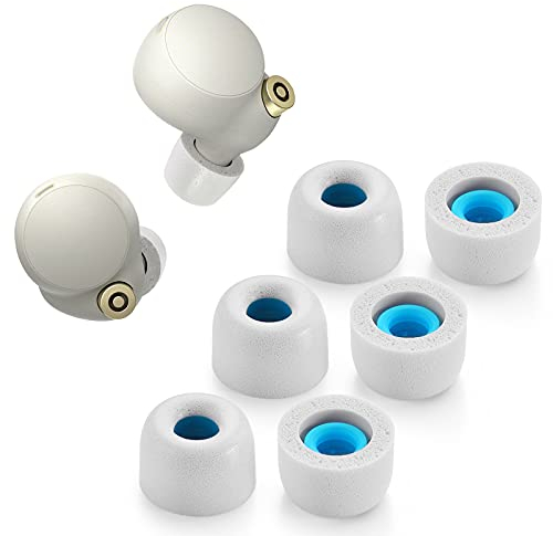 Consejos de espuma viscoelástica para Sony WF-1000XM4, almohadillas antideslizantes de repuesto para auriculares inalámbricos Sony Verdadero, caben en la funda de carga, 3 pares (grande, gris)