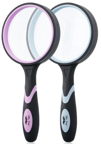 Mr. Pen- Magnifying Glass, 2 Pack, 10X Magnifier, 75mm Glass Lens, Magnifier for Reading for Close Work, Non-Slip Handheld Reading Magnifier for Kids and Seniors, Nature Exploration