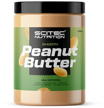 Scitec Nutrition Mantequilla de Cacahuete - Sin Aceite de Palma - Vegana - Baja en Sal - Fuente de Proteína - Baja en Azúcar - Aumento Natural de Energía, 1 kg, Suave