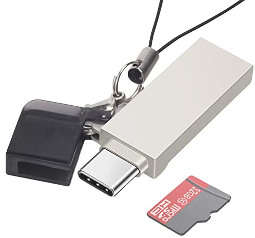Lettore di Schede Micro SD/TF, Adattatore USB C a Micro SD Lettore di Schede di Memoria OTG 2 in 1, Compatibile con MacBook, Telefoni Galaxy Android e Altro Ancora (Argento)