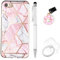 Yiscase Marble Case Compatible with iPhone 7/iPhone 8/iPhone 6 Case with Stand Ring Holder Kickstand Glitter Sparkle Women Girls Slim Protective TPU Soft Cover with Stylus Pen Dust Plug - Pink