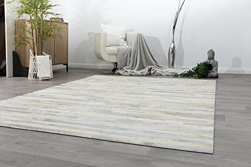 Steffensmeier Kurzflor Teppich Grosio Trend | Wohnzimmerteppich | Natuprodukt | Kuhfell | konfektioniertes Fell | Beige Grau, Größe: 170x240 cm
