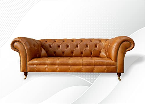 jvmoebel Chesterfield 3 Sitzer Braun Dreisitzer Couchen Leder Sofa Neu Ledersofa Möbel