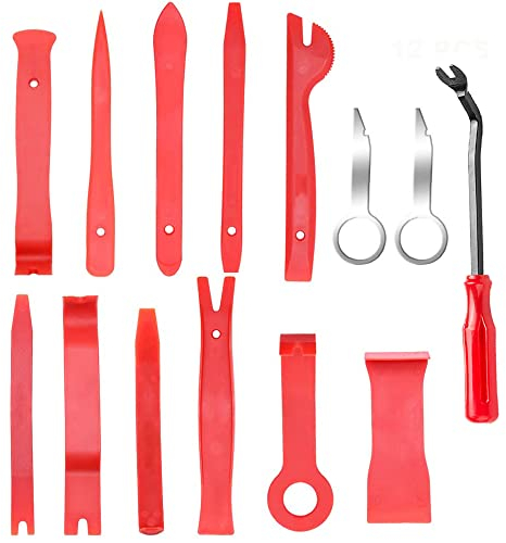 Kitbest 14 Stück Auto Demontage Werkzeuge, Auto Zierleistenkeile Innenverkleidungsset Befestigungsniet Entferner, Kunststoff Hebelwerkzeug, Armaturenbrett Polsterungs Toolkit