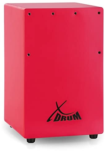 XDrum KC-37RD Kinder-Cajon - Kleine Cajon speziell für Kinder - Nur 36 cm hoch - Snare-Effekt durch stimmbare Gitarrensaiten - Rot