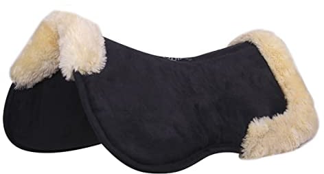 ARBO-INOX Sattelunterlage mit Memory-Schaum und Kunstfell Sattelpad Memory-Foam (Full Warmblut, Schwarz)
