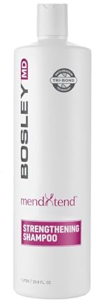 BosleyMD MendXtend Strengthening Shampoo – Repairs Damage & Reduces Breakage for Longer, Thicker-Looking Hair – With Saw Palmetto, Hyaluronic Acid & Red Sea Algae – 1 Liter / 33.8 Fl Oz