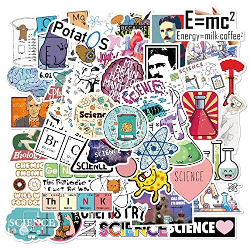IUDWCG 50 Pcs Aufkleber Labor Physik Chemie Doodles bunte Vinyl wasserdicht Abziehbilder Laptop Telefon Wasserflasche Skateboard Koffer Tasse Gitarre Kühlschrank Geschenkideen