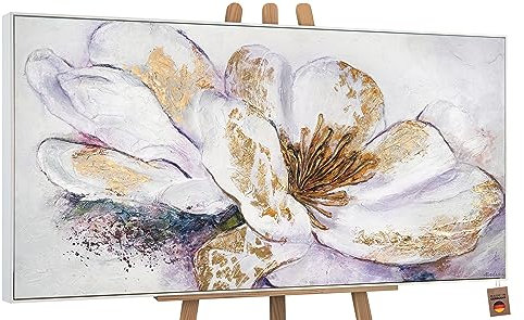 YS-Art Abstrakt Stil Acryl Gemälde auf Leinwand Pfingstrose handgemalte Wandbilder Wohnzimmer modern Wohndekor Bilder Büro echte Kunstwerke gerahmt mit Rahmen 100x50 cm