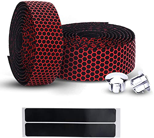 SSyang Nastro per Manubrio Della Bicicletta,2 Ruote Nastro Manubrio Traspirante,Nastro Manubrio Rosso Bici Corsa,Nastro Manubrio Rosso Nero,200 * 3 cm,Nastro Manubrio Bici Corsa Rosso Nero(Rosso)