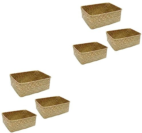 Cabilock 6 Stk Gewebter Kleinigkeiten-Organizer-Korb Aufbewahrungskorb Kindergarten-Organizer Tee Aufbewahrungskörbe Weidenkorb gewobener Korb Blumenkorb Mit Deckel Veranstalter schmücken