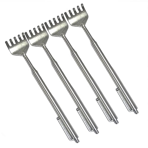 luoshaPUCY 4 Stück Rückenkratzer, (21-51cm) Edelstahl Teleskop Rücken Kratzer, Tragbar Teleskop Rückenkratzer zum Kratzen am Kopf und Rücken für Damen und Herren