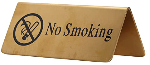 Tabletop Sign, Table Sign, Metal Table Top Sign Strong Stainless Steel Double Sided Space Saving Gold Tabletop Sign for Party Wedding Hotel (No Smoking)