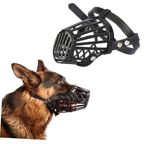 POPETPOP Hundemaulkorb Kunststoff Schwarz Verstellbarer Nylonriemen mit Schnellverschluss Atmungsaktiv Anti Beiß Schutz für Hunde Verschiedene Größen