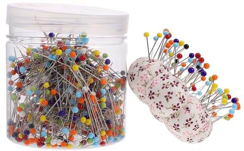 VILLCASE 6 Sätze Nähnadel Farbiges Glas Seide Nadelkissen Kugelkopfstift Kugelstift Aus Glas Gerade Quiltnadeln Kopfstift Aus Glas Nähen Bastelnadel Verpackt Arbeit Haustier Nähwerkzeuge