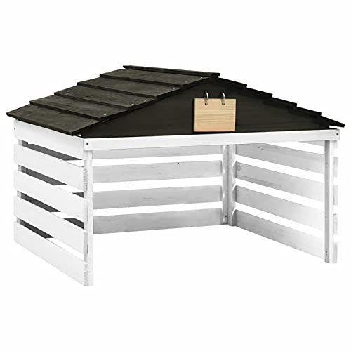 Homgoday Mähroboter Garage Schwarz-Weiß 78x74x54cm Firwood