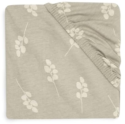 Jollein Drap-Housse en Jersey - pour Berceau - Twig - Vert Olive - 40/50 x 80/90 cm - 100% Coton - Beige avec Branches Vert Olive