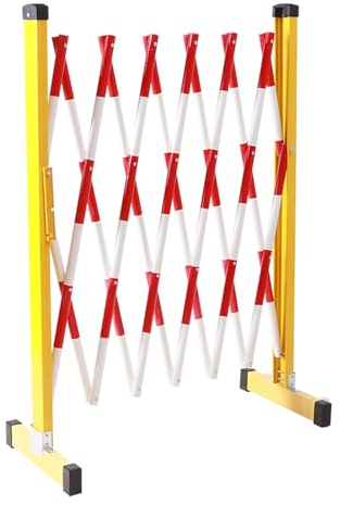 XYXHEII Erweiterbare Mobile Barrikade 1.2x3m, Einziehbarer Verkehrszaun, Erweiterbare Barrikadenpfosten, Verstellbares Absperrgitter Mit Rollen, Für Straße/Garage