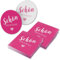 itenga 40x Servietten mit 40x Bierdeckel Schön dass du da bist (pink/fuchsia)