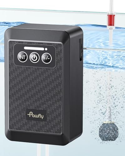 Pawfly Pompe à air électrique rechargeable de type C pour aquarium de 200 à 500 L, pompe aérateur portable silencieuse avec clip arrière en métal pour panne de courant et pêche en plein air