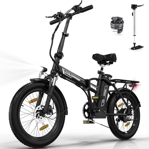 COLORWAY BK11M Vélo électrique Pliable, 20* 3.0 Fat Tire, 7 Vitesses, Batterie 36 V 12 Ah, Moteur 250 W,Écran LCD, autonomie maximale de 90 km. Vélo de Ville Unisexe pour Adultes.