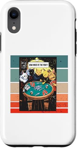 Hülle für iPhone XR Katzenpoker humorvoll Fisch und Chips Pokernacht Katzen Spaß