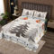 Rustikale Bauernhaus Bettwäsche L Größe, Frohe Weihnachten Sterne Kiefer Retro Quilt Set mit 2 Kissenbezügen,Vintage Land Weihnachten Scheune Holz Microfaser Coverlet Set für Kinder,Atmungsaktiv