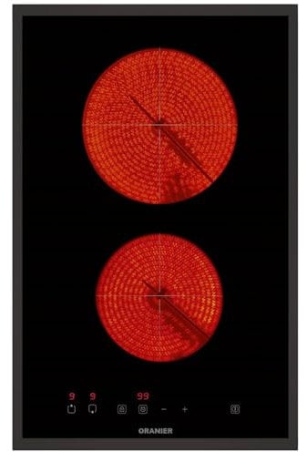 Oranier autarkes Domino-Glaskeramik-Kochfeld 30 cm - Touch Control Bedienung & 2-fach Timer - 2 Kochzonen - inkl. schwarzem Kochfeldrahmen