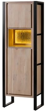 MASSIVMOEBEL24.DE | Vitrine Akazie/Altholz 62x40x180 Natur lackiert Denver #105, Farbe:Natur lackiert, Größe:62x40x180 cm (BxTxH)