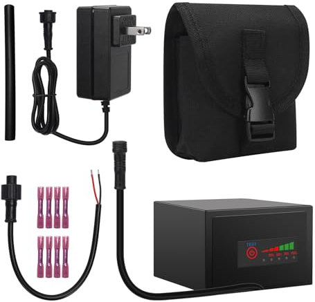 HFFP-01 Power Battery Kit 12V 10Ah Fish Finder Battery and Charger Kit with Exclusive Instant Battery Display, Compatible with Fish Finders, GPS, Depth Sounder, Action Cameras and Most 12V Electronics