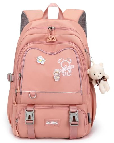 Amythe Schulrucksack Teenager Mädchen Rucksack Schule Teenager Groß School Bag Mädchen Wasserdicht Lässiger Daypack für Grundschule, Sekundarstufe und Universität Rucksack -Rosa