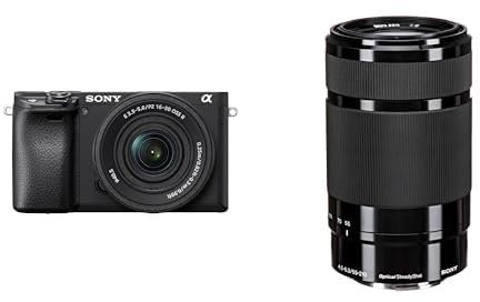 Sony Alpha 6400 APS-C Spiegellose Kamera mit 16-50mm Objektiv (Schneller 0,02s Autofokus mit Augenerkennung, 4K-Video und neigbares Display für Vlogging) + SEL55210
