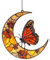 Sghtil Papillon et Lune de Fleurs, Attrape-Soleil, monarque Papillon et Attrape-Soleil, Papillon monarque et décoration de Jardin de Lune Florale, décoration Artistique Acrylique pour
