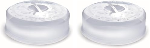 Tapa para microondas y horno con salida vapor libre de BPA, tapa microondas dos medidas 24 o 27cm de diámetro, tapa microondas libre BPA, utensilio cocina tapar comida muy resistente (2 tapas 24cm)