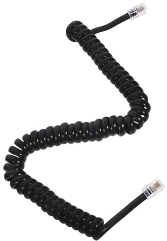 jojofuny 2m Cavo Telefonico Lungo Connettori Filo Telefonico Molla in Pvc e Rame Per Uso Casa Ufficio Cavo Nero