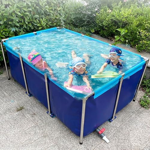 Piscinas Desmontables Acero/ Piscina Marco Piscinas para niños en el patio, piscina rectangular con estructura de metal para la familia, piscinas elevadas de 1, 1,5, 2, 2,5 y 3 m de largo.(Deep 60cm/2