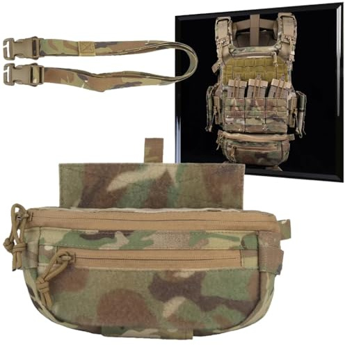 WLXW Tactical Pack Dangler Pouch Multifunction Fanny Pocket With Tourniquet Holder Plate Carrier Hanging Drop Bag Dual-purpose EDC Medical Waist Pouch For CS Hunting Airsoft Vest(RG)