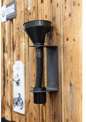 hi-Q Tools Einfülltrichter-Wandhalter-Set mit Auffangbehälter, Ideal für Werkstatt, Garage, etc. Trichter mit Halter