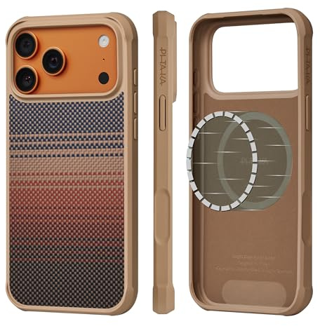 pitaka Hülle für iPhone 17 Pro Magnetische Schutzhülle mit Vollem Schutz Kompatibel mit Magsafe Vollgeschützte Handyhülle aus Aramidfaser und TPU Militärische Schutzhülle Sonnenuntergang