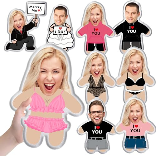 LCMAIT Individualisierte Lustige 3D doppelseitige Plüsch Gefüllte Kissen, Personalisierte Lustige Kissen mit Haustier/Bild/Menschen für Paare Geburtstag, Weihnachten, Weinfest