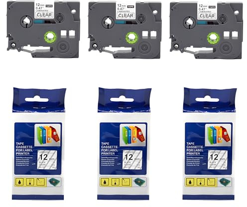 3 Kompatibel für Brother P-touch Bänder für TZe-231 TZe231 TZ-231 TZe (12mm x 8m), Schwarz auf Weiß, für PTouch Beschriftungsgerät P-Touch H100R H100LB H105 H110 H101 H107B D210 H100LB D410 H200 1000
