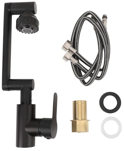 Tyenaza Multifunctional Universal Faucet, Hot and Cold Water Stainless Steel Rotating Faucet Robotic Arm Swivel Faucet, for Bathroom Sink (60cm/23.6in Water Inlet Pipe)