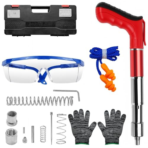 Concrete Nail Gun Kit, Removable Manual Steel Nail Gun(Red, No Nails) | All-Steel Type, 5 Speed Nail Gun Cordless for Ceiling/Fixture Install/Wire Hider, Removable and Cleanable